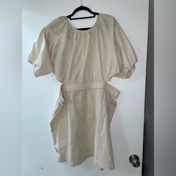 J Crew Puff Sleeve Side Cut-out Mini Dress in Lightweight Chino - Picture 4 of 10